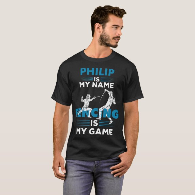 Esgrima T-Shirt Nome Philip Shirt Roupa Gift (Frente Completa)