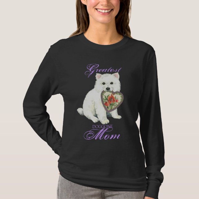 Eskie Heart Mãe de Longa Folga T-Shirt (Frente)