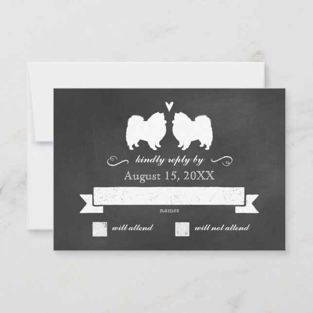 Eskie Silhouettes Wedding RSVP Resposta (Frente)