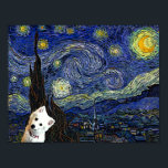 Eskimo Americano Starry Night Van Gogh Poster<br><div class="desc">O cão esquimó americano ama Vincent Van Gogh - particularmente,  Starry Starry Night. Esta é uma pequena poster da Noite Estrelada de Van Gogh com uma Eskie sobreposta à pintura.</div>