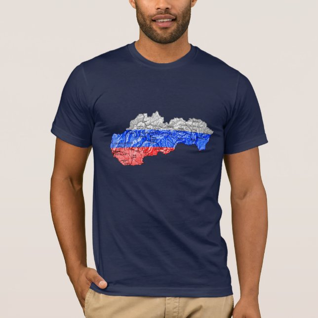 Eslováquia Flagcolor Map T-Shirt (Frente)