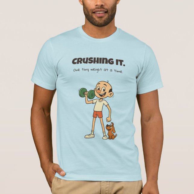 Esmagando - Engraçada Camiseta de Cartoon Gym (Frente)