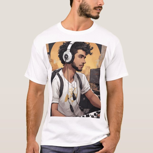 "Espaço Beats - Futurística DJ T-Shirt Collection" (Frente)