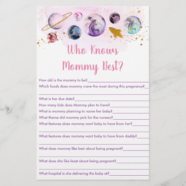 Espaço Dourado Rosa Galáxico Que Conhece O Melhor  (Frente)