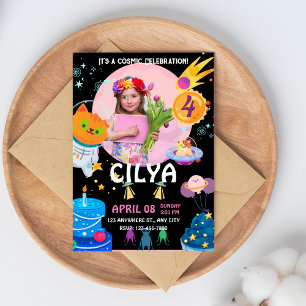 Espaço Negro Colorido Convite à Festa de aniversár