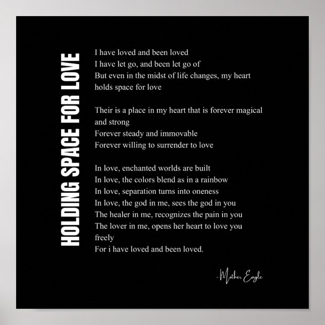 Espaço para o amor, poem wall art poster decor (Frente)