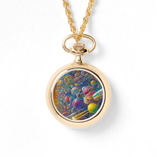 Espaço Raça Colar de Ouro relógio com números