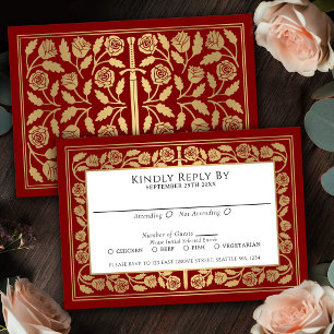 Espada Dourada Medieval Escarlate RSVP Casamento R