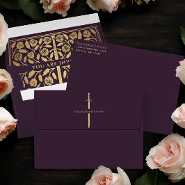 Espada Dourada Real Medieval Casamento Berinjela