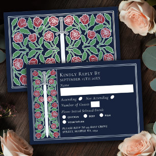 Espada Floral Medieval Azul Prata RSVP de Casament