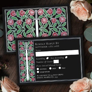 Espada Floral Medieval Preto Prata RSVP Casamento