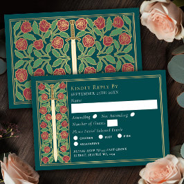 Espada Floral Medieval Turquesa Dourada RSVP Casam