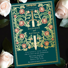 Espada Floral Teal Fantasia Medieval Casamento 