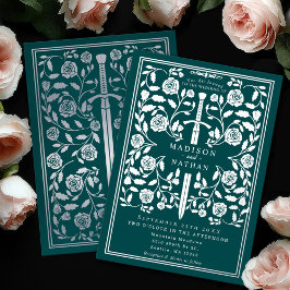 Espada Medieval Prata Real Turquesa Casamento