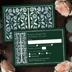 Espada Medieval Prata Verde RSVP Casamento