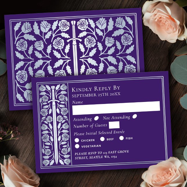 Espada Medieval Roxa Casamento RSVP (Criador carregado)