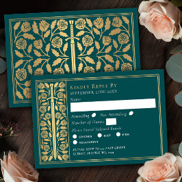 Espada Medieval Teal Dourada RSVP Casamento