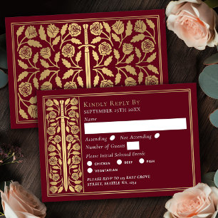 Espada Medieval Vermelha Dourada RSVP de Casamento