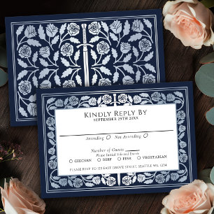 Espada Prata Medieval Azul RSVP Casamento Real