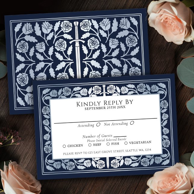 Espada Prata Medieval Azul RSVP Casamento Real (Criador carregado)