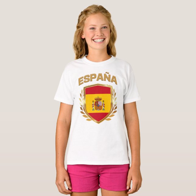 Espana Espanha Flag Shield T-Shirt (Frente Completa)
