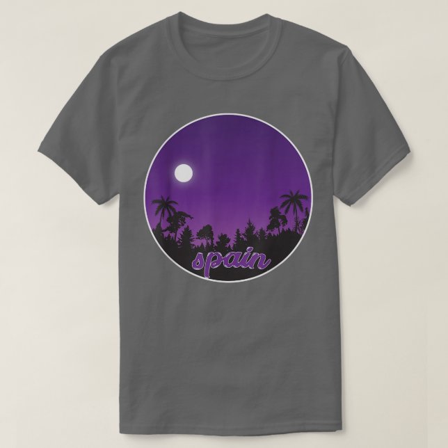 espanha à noite com Palms T-Shirt (Frente do Design)