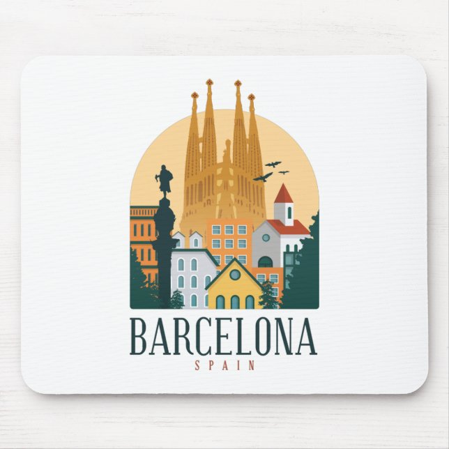 Espanha de Barcelona Skyline Mousepad (Frente)
