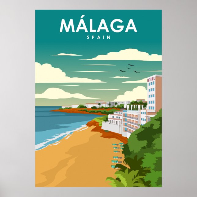 Espanha Málaga  Vintage Poster de viagens Retroati (Frente)