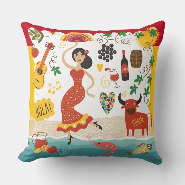 ESPANHA Monograma - VEJA DE VOLTA! Almofadas Throw (Frente)