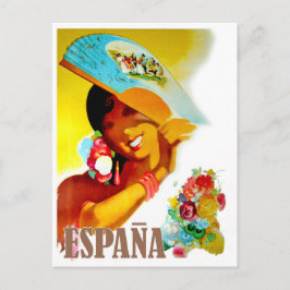 Espanha, mulher atrás do leque, cartão postal de v