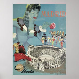 Espanha - poster das viagens vintage de Madrid