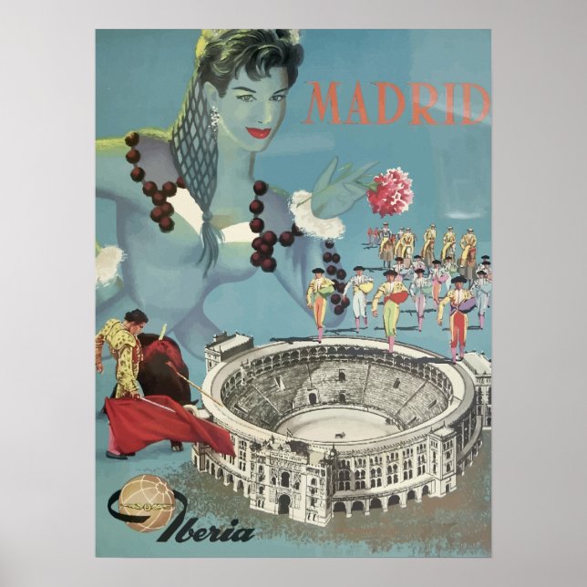 Espanha - Poster Viagens vintage de Madrid (Frente)