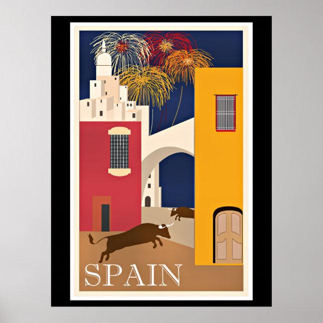 Espanha viagem, poster viagens vintage (Frente)