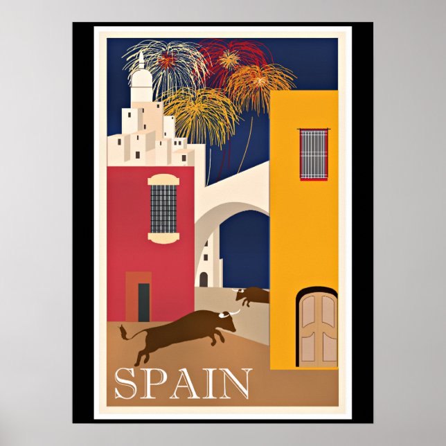 Espanha viagem, poster viagens vintage, (Frente)