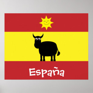 Espanhol bonito Bull, bandeira & poster de sorriso