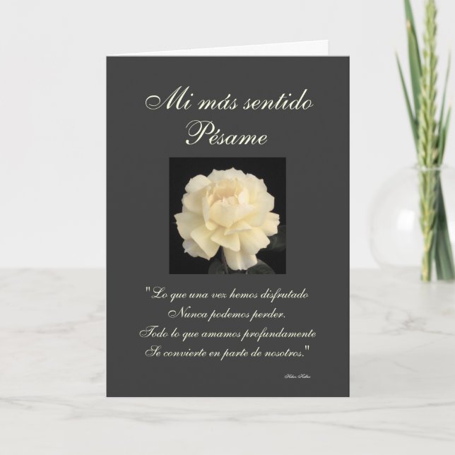 Espanhol: Cartão de simpatia de Pesame B&W (Frente)