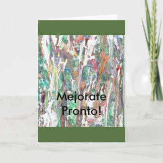 ESPANHOL, cumprimento, cartão de nota. "Mejorate