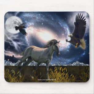 Espanhol Mustang, Bald Eagle e Galaxy Art Mousepad