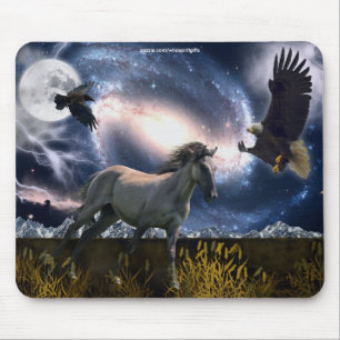 Espanhol Mustang, Bald Eagle e Galaxy Art Mousepad