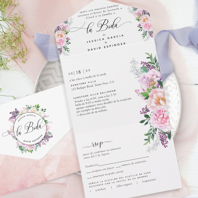 Espanhol Pastel Purple Weding Tear RSVP (Criador carregado)