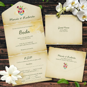 Espanhol, Russo Tudo em Um Convite de casamento Me