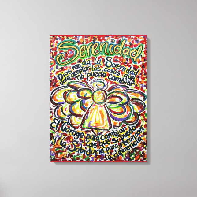 Espanhol Serenity Prayer Angel Art Canvas Impressã (Frente)