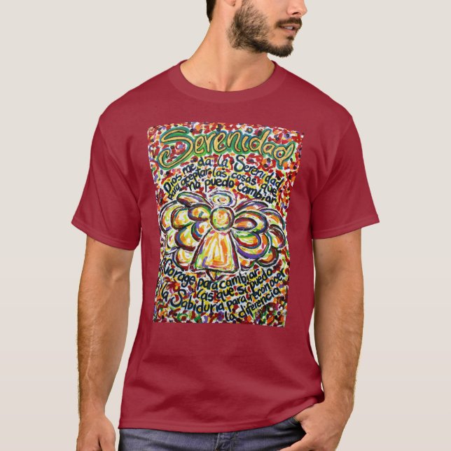 Espanhol Serenity Prayer Angel T-Shirt (Frente)