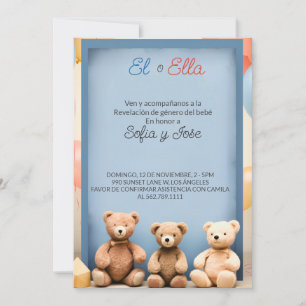Espanhol Teddy Bear Tema Gênero Revise Convite
