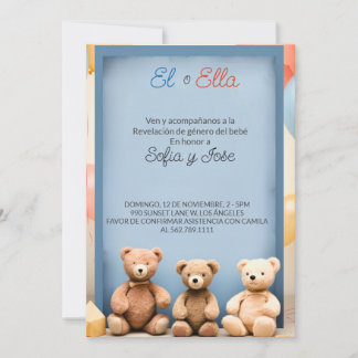 Espanhol Teddy Bear Tema Gênero Revise Convite