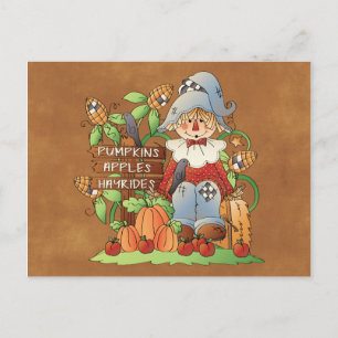 Espantalho sazonal divertido qualquer cartão posta