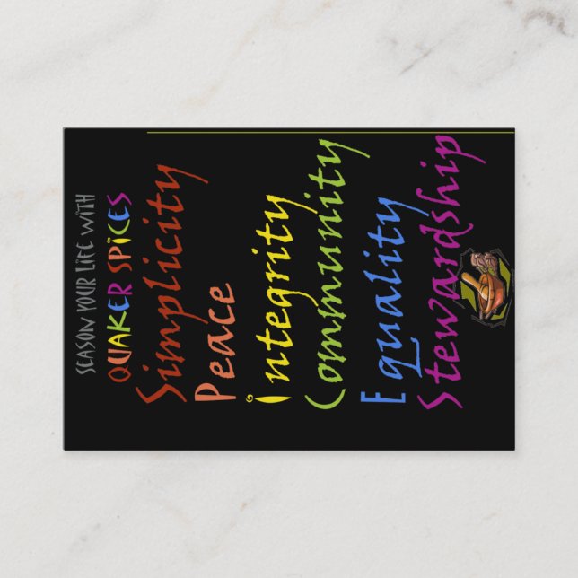 Especiarias do quacre - cartão bem-vindo (Frente)