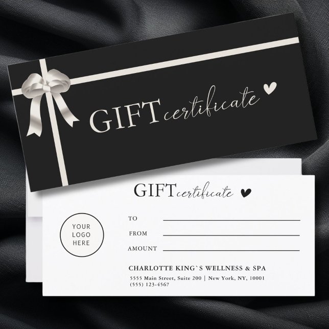 Específico do cliente, Certificado de oferta comer (Customer specific, Logo, Ribbon, Salon, Business Gift Certificate)