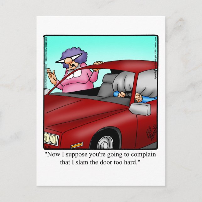 "Espectickles" com cartão postal humor do casament (Frente)