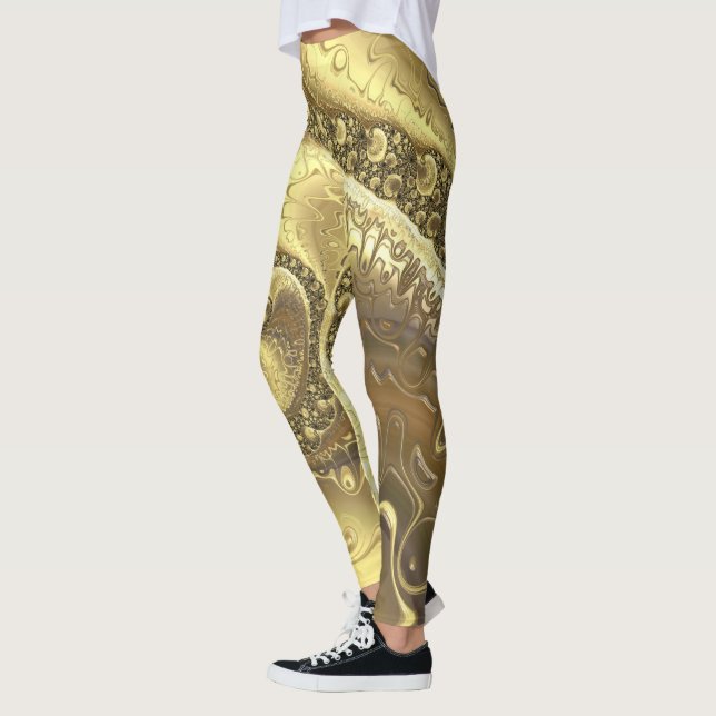Espectro de leggings em folhas de cor dourada (Esquerda)